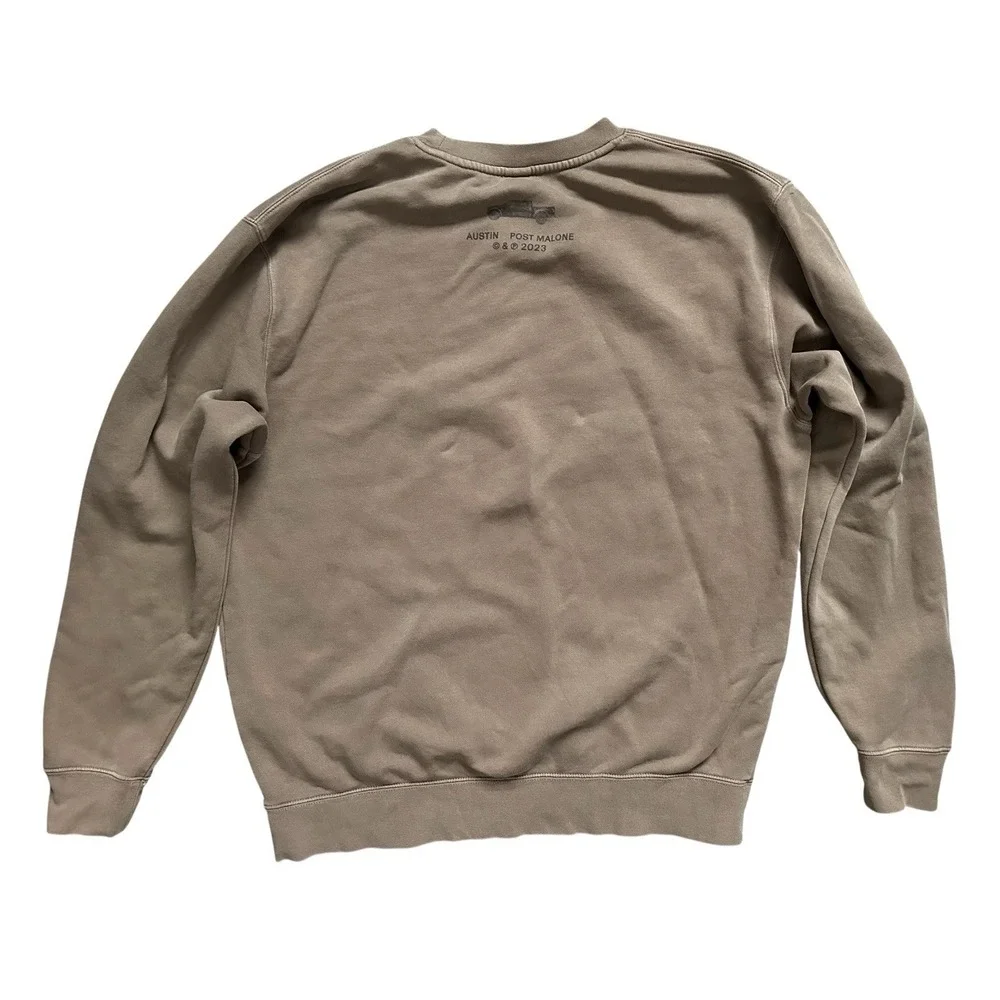 Post Malone‎ Brown 2023 Tour Austin Keys Graphic Crewneck Sweatshirt Size L READ